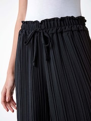 Roman Black Pleated Tie Waist Stretch Trousers - Image 5 of 5