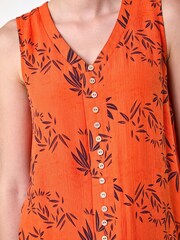 Roman Orange Leaf Print Button Detail Vest Top - Image 5 of 5