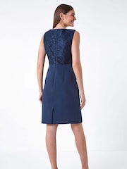 Roman Blue Lace Bodice Shift Dress - Image 2 of 5