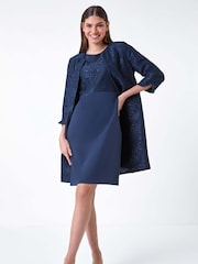 Roman Blue Lace Bodice Shift Dress - Image 4 of 5