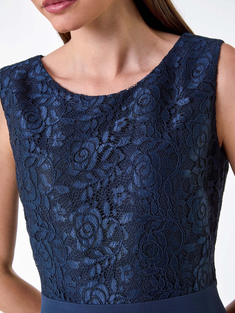 Roman Blue Lace Bodice Shift Dress - Image 5 of 5