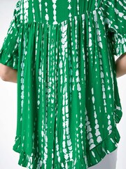 Roman Green Tie Dye Dipped Hem Frill Detail Top - Image 5 of 5