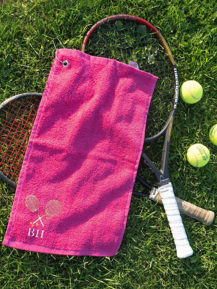 Pink Personalised Embroidered 100% Cotton Tennis Towel by Jonnys Sister - Image 3 of 3