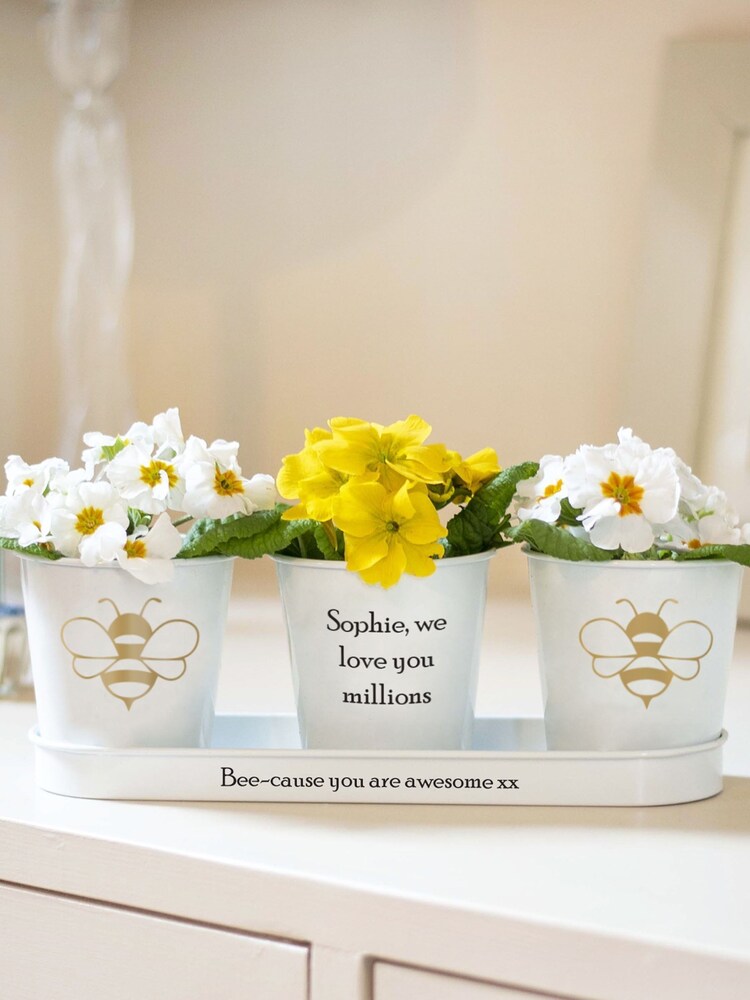 Personalised White Bee Tray and Pots by Jonnys Sister - Image 1 of 3