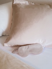 Personalised Embroidered Silky Satin Brown Pillowcase and Eyemask Gift Set by Jonnys Sister - Image 1 of 3