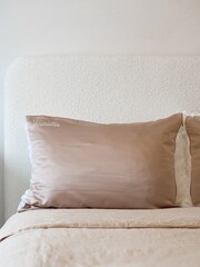 Personalised Embroidered Silky Satin Brown Pillowcase and Eyemask Gift Set by Jonnys Sister - Image 2 of 3