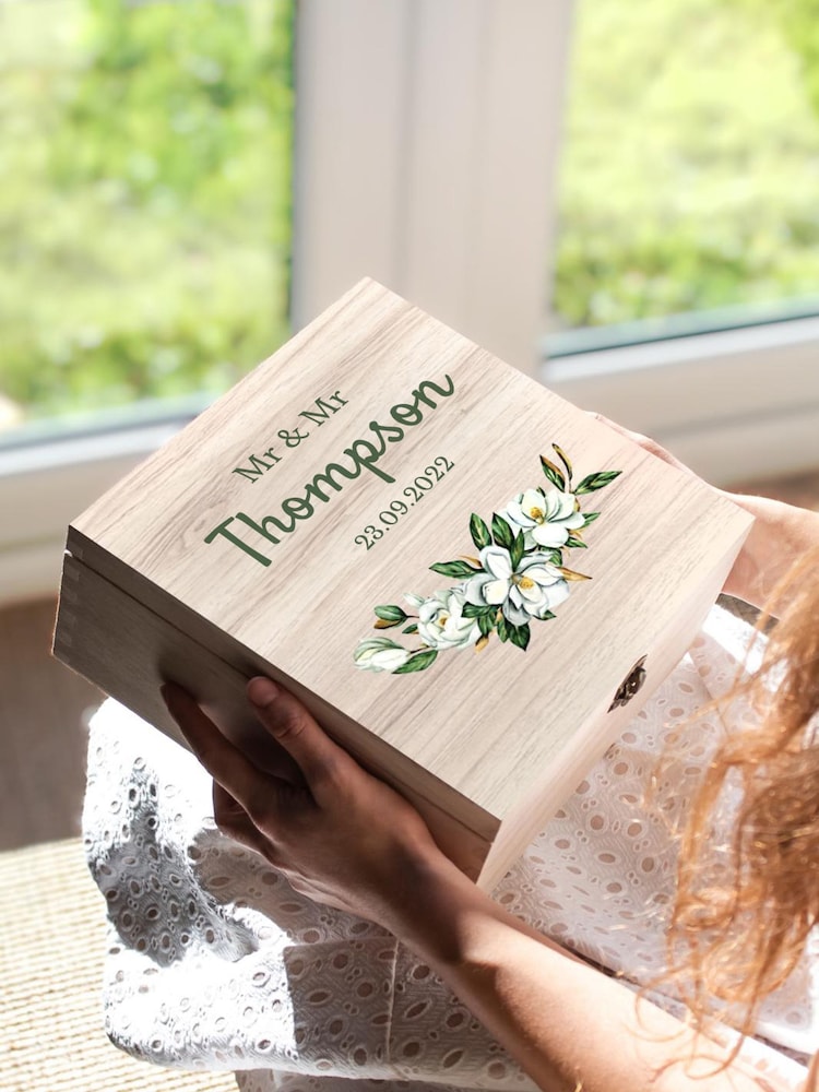 Personalised Wooden Keepsake Wedding Box by Jonnys Sister - Image 2 of 3