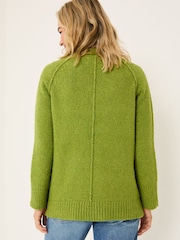 FatFace Green Bonnie Boucle V-Neck Jumper - Image 2 of 5