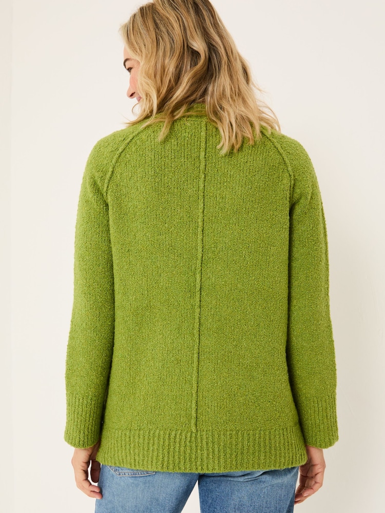 FatFace Green Bonnie Boucle V-Neck Jumper - Image 2 of 5