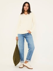 FatFace Ivory Bonnie Boucle V-Neck Jumper - Image 2 of 11