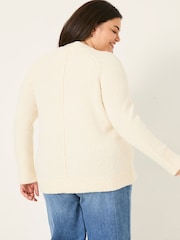 FatFace Ivory Bonnie Boucle V-Neck Jumper - Image 8 of 11