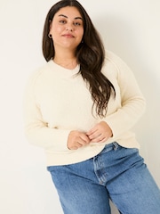 FatFace Ivory Bonnie Boucle V-Neck Jumper - Image 9 of 11