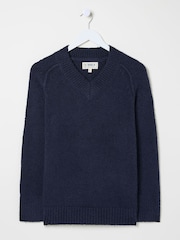 FatFace Navy Bonnie Boucle V-Neck Jumper - Image 10 of 10
