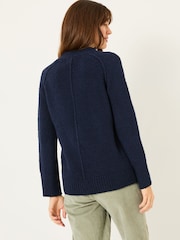 FatFace Navy Bonnie Boucle V-Neck Jumper - Image 2 of 10
