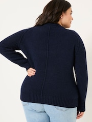 FatFace Navy Bonnie Boucle V-Neck Jumper - Image 7 of 10