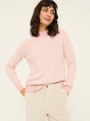 FatFace Pink Candy Stripe Knitted Crew Neck Jumper - Image 1 of 11