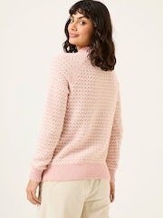 FatFace Pink Candy Stripe Knitted Crew Neck Jumper - Image 2 of 11