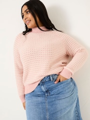 FatFace Pink Candy Stripe Knitted Crew Neck Jumper - Image 9 of 11
