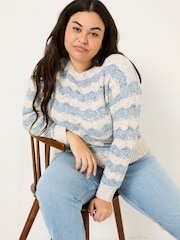 FatFace Natural Edith Texture Stripe Knitted Jumper - Image 4 of 9