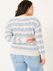 FatFace Natural Edith Texture Stripe Knitted Jumper - Image 5 of 9
