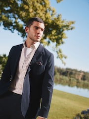 Barbour® Navy Slim Fit  Seersucker Suit Jacket - Image 1 of 10