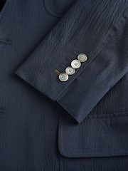Barbour® Navy Slim Fit  Seersucker Suit Jacket - Image 10 of 10