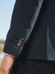 Barbour® Navy Slim Fit  Seersucker Suit Jacket - Image 4 of 10