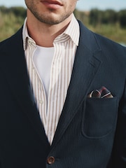 Barbour® Navy Slim Fit  Seersucker Suit Jacket - Image 6 of 10