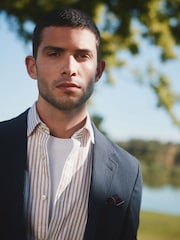 Barbour® Navy Slim Fit  Seersucker Suit Jacket - Image 7 of 10
