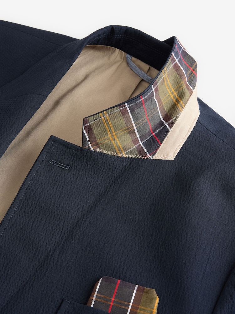 Buy Barbour® Navy Slim Fit Seersucker Suit Jacket from the Next UK
