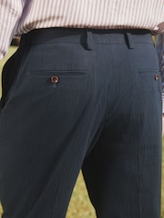 Barbour® Navy Slim Fit Seersucker Suit Trousers - Image 5 of 9