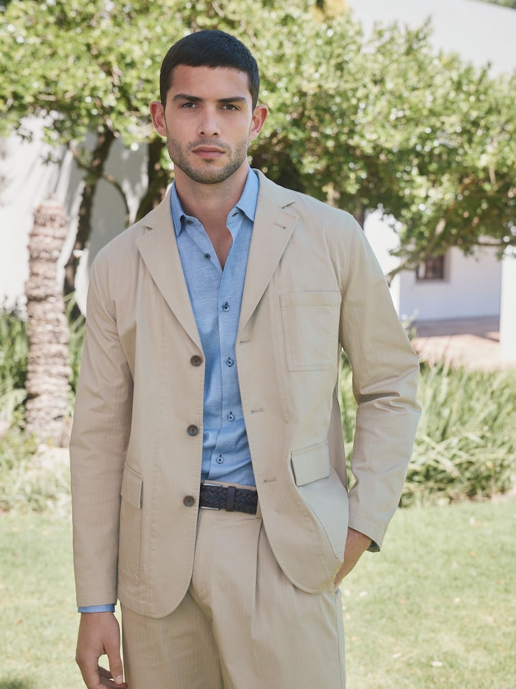 Barbour® Stone Slim Fit Herringbone Suit Jacket - Image 1 of 8