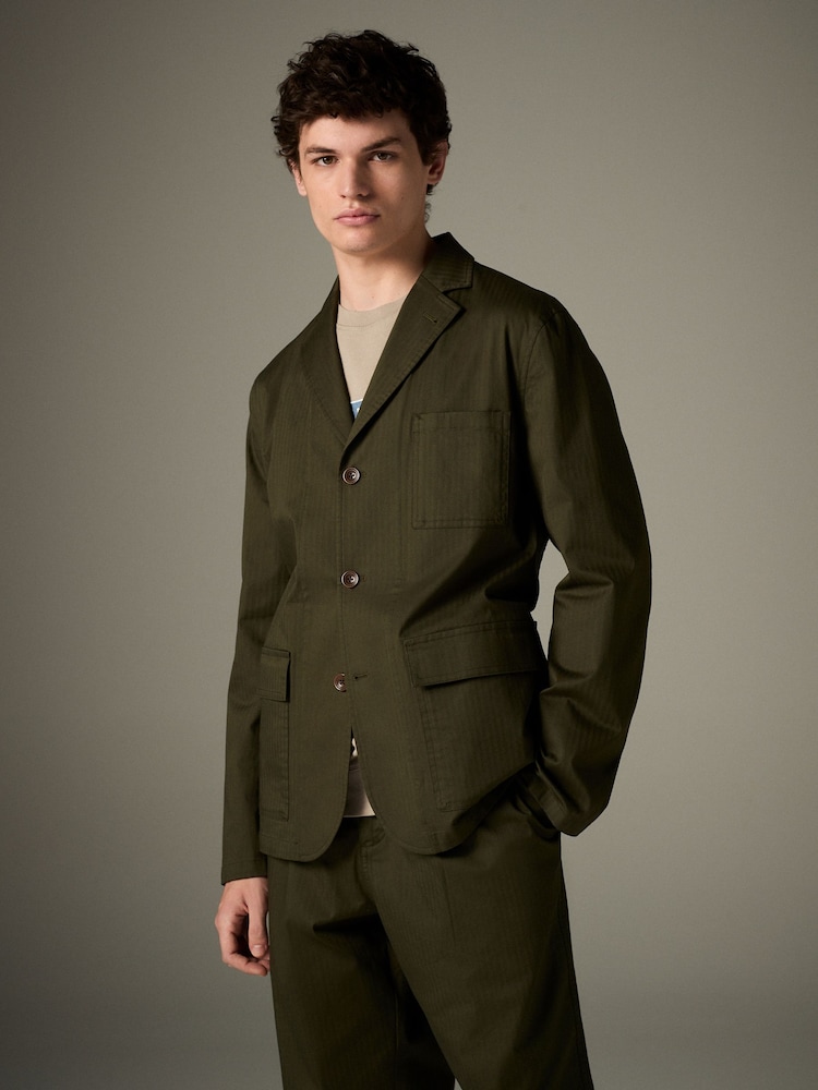 Barbour® Olive Green Slim Fit Herringbone Suit Jacket - Image 1 of 13 Barbour® Olive Green Slim Fit Herringbone Suit Jacket - Image 1 of 13