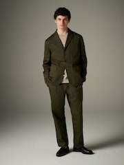 Barbour® Olive Green Slim Fit Herringbone Suit Jacket - Image 5 of 13