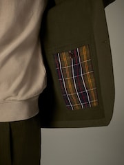Barbour® Olive Green Slim Fit Herringbone Suit Jacket - Image 8 of 13