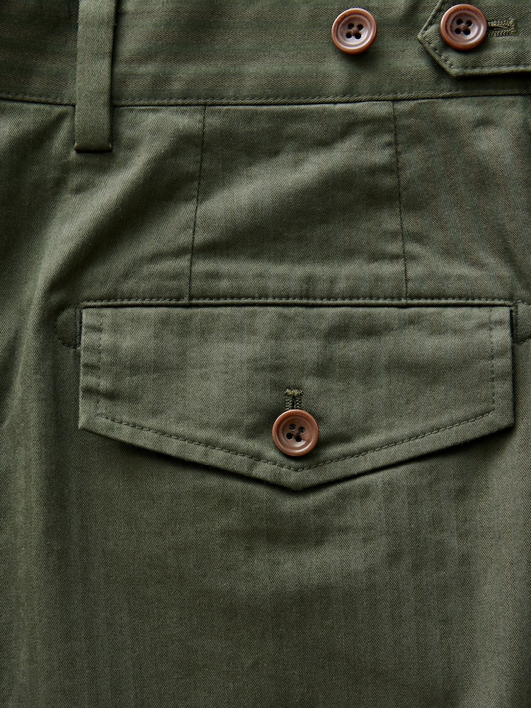 Barbour® Olive Green Slim Fit Herringbone Suit Trousers - Image 11 of 11
