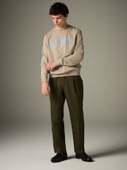 Barbour® Olive Green Slim Fit Herringbone Suit Trousers - Image 2 of 11