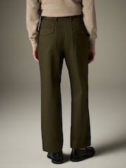 Barbour® Olive Green Slim Fit Herringbone Suit Trousers - Image 3 of 11