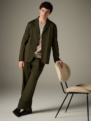 Barbour® Olive Green Slim Fit Herringbone Suit Trousers - Image 4 of 11