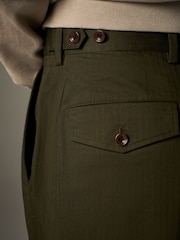 Barbour® Olive Green Slim Fit Herringbone Suit Trousers - Image 6 of 11