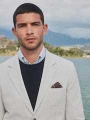 Barbour® Grey Slim Fit Striped Seersucker Suit Jacket - Image 1 of 13