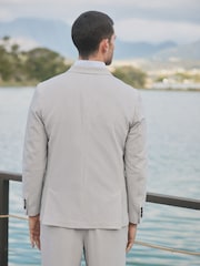 Barbour® Grey Slim Fit Striped Seersucker Suit Jacket - Image 3 of 13