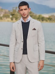 Barbour® Grey Slim Fit Striped Seersucker Suit Jacket - Image 4 of 13