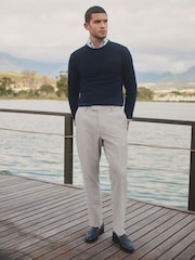 Barbour® Grey Slim Fit Striped Seersucker Suit Trousers - Image 1 of 11