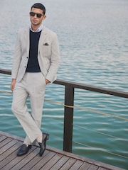 Barbour® Grey Slim Fit Striped Seersucker Suit Trousers - Image 2 of 11