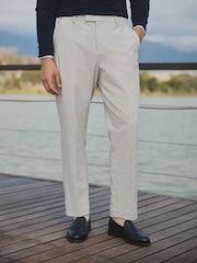 Barbour® Grey Slim Fit Striped Seersucker Suit Trousers - Image 4 of 11