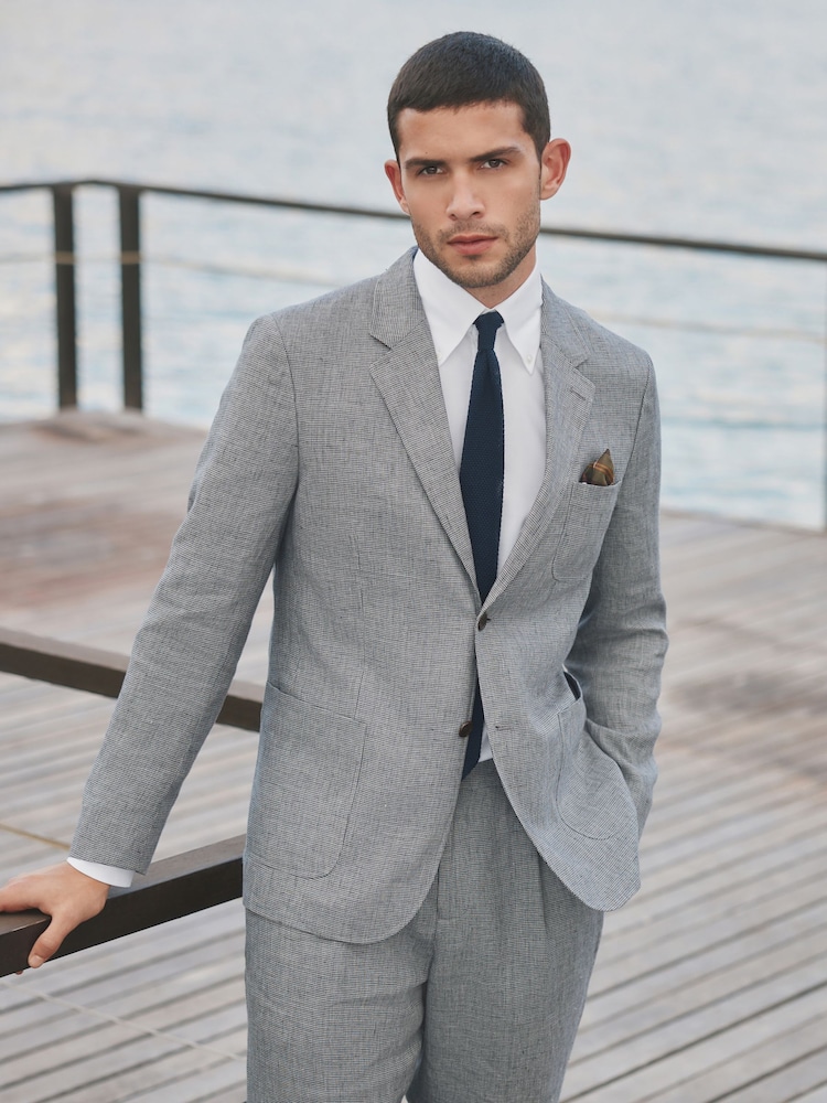 Barbour® Grey Slim Fit Texture Suit Jacket - Image 1 of 8