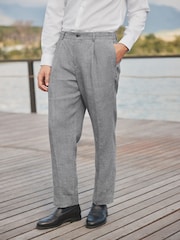 Barbour Grey Slim Fit Linen Texture Suit Trousers - Image 2 of 5