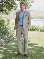 Barbour® Taupe Brown Linen Slim Fit Suit Jacket - Image 2 of 6