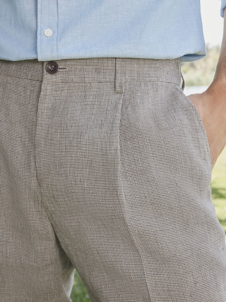Barbour® Taupe Brown Slim Fit Suit 100% Linen Trousers - Image 4 of 4